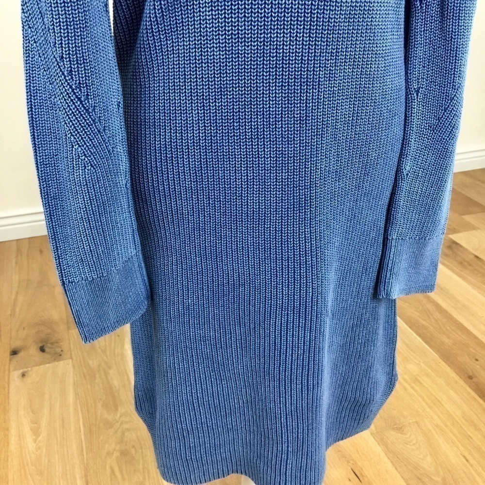 Rag & Bone Indigo Dana Cold Shoulder Knit Sweater Dress Size Small 100% Cotton - Picture 7 of 11